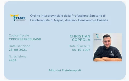 Certificato di iscrizione all'albo dei fisioterapisti